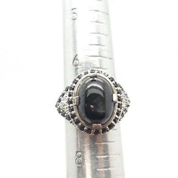 925 Sterling Silver Chuck Clemency Real Obsidian & Black Spinel Gem Ring Size 7 - Picture 8 of 8